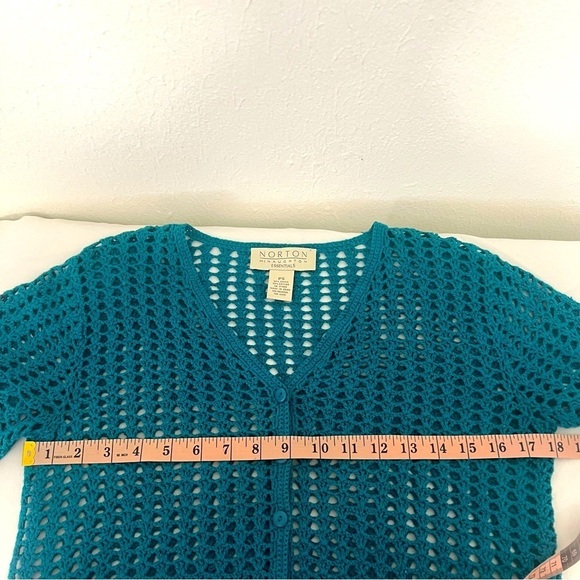 Norton McNaughton Essentials Women’s Petite Small Crochet Button Up Cardigan EUC - Picture 6 of 7